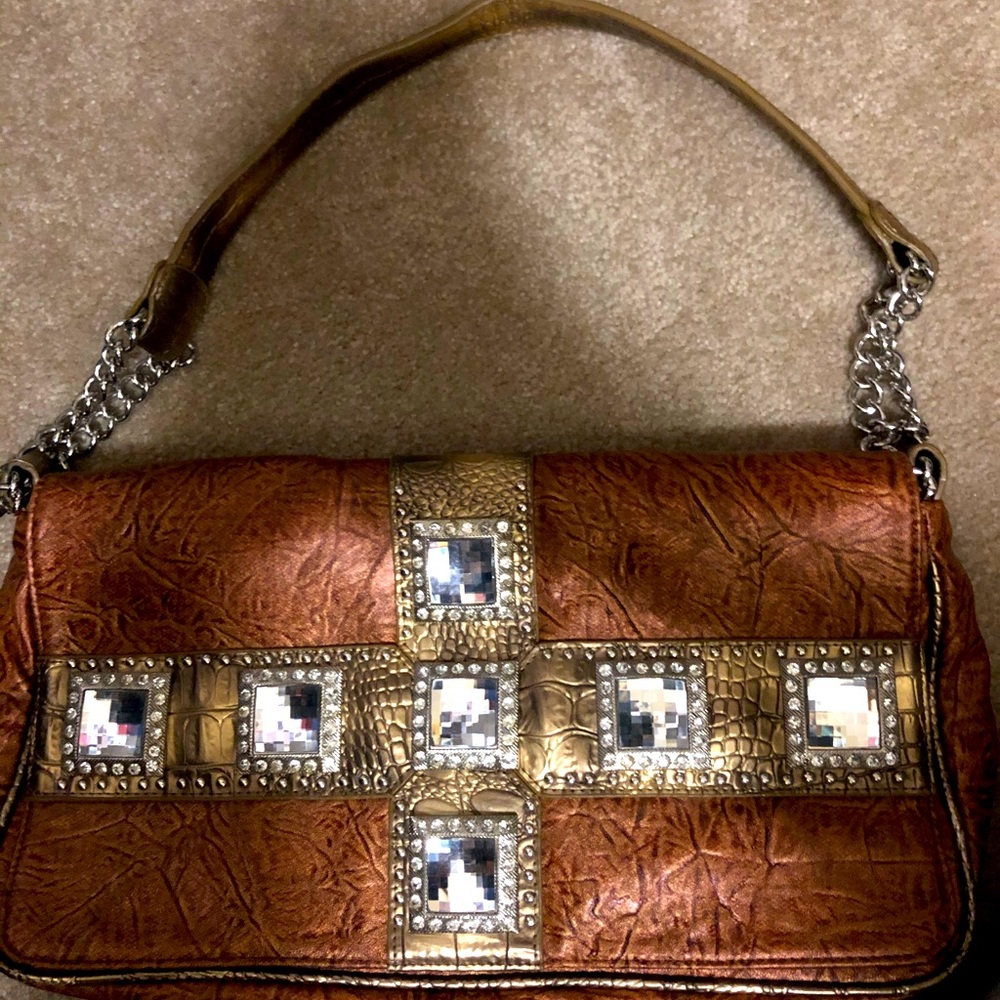 Brown No name Purse with Crystals